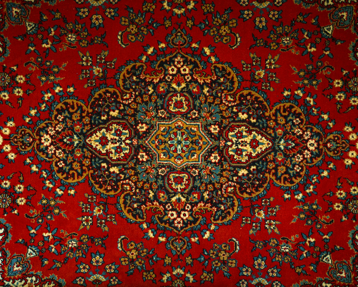 Close-up of the colour and texture of a decorative rug